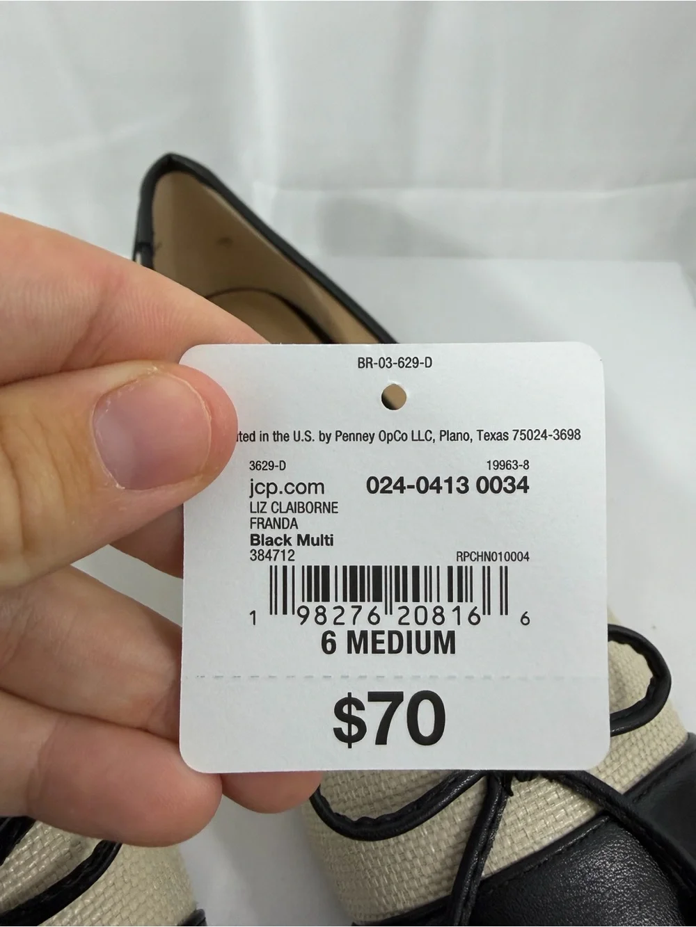 NWT Liz Claiborne Women’s Size 6 Cream Black Two-Tone Ballet Flats